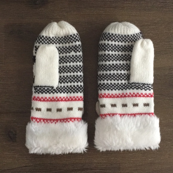 Fleece lined mittens with bows - Picture 2 of 5